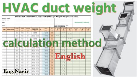 duct weight calculator in kg